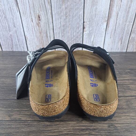 Birkenstock Arizona Soft Footbed Black Leather Duel Strap Men\'s Sz 10 (NWT) main image 4